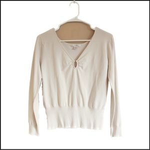 Y2K cream silk blend keyhole top